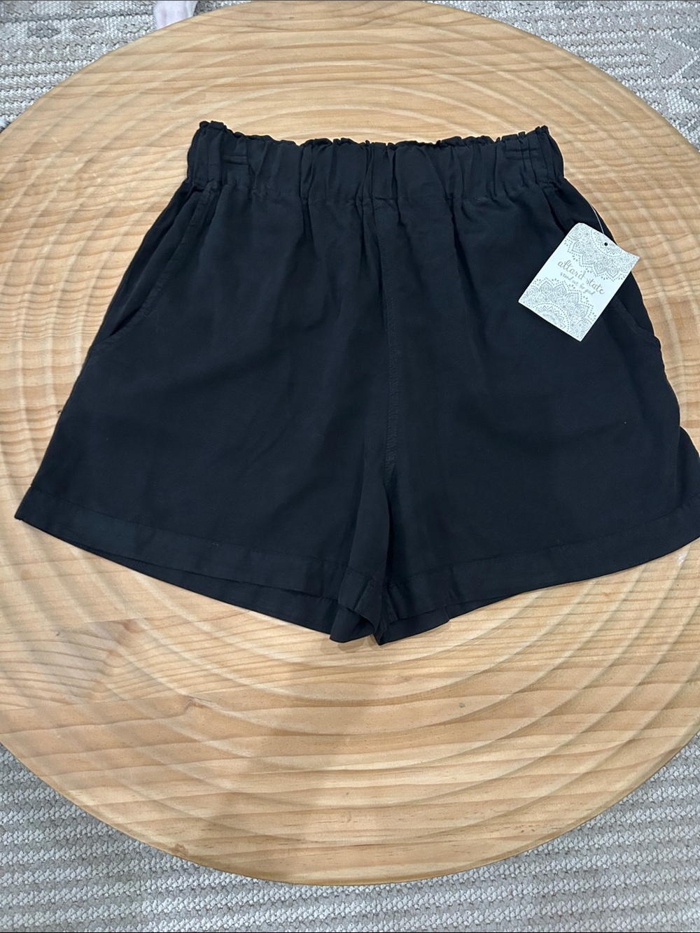Altar'd State Black High-Rise Elastic-Waist Shorts